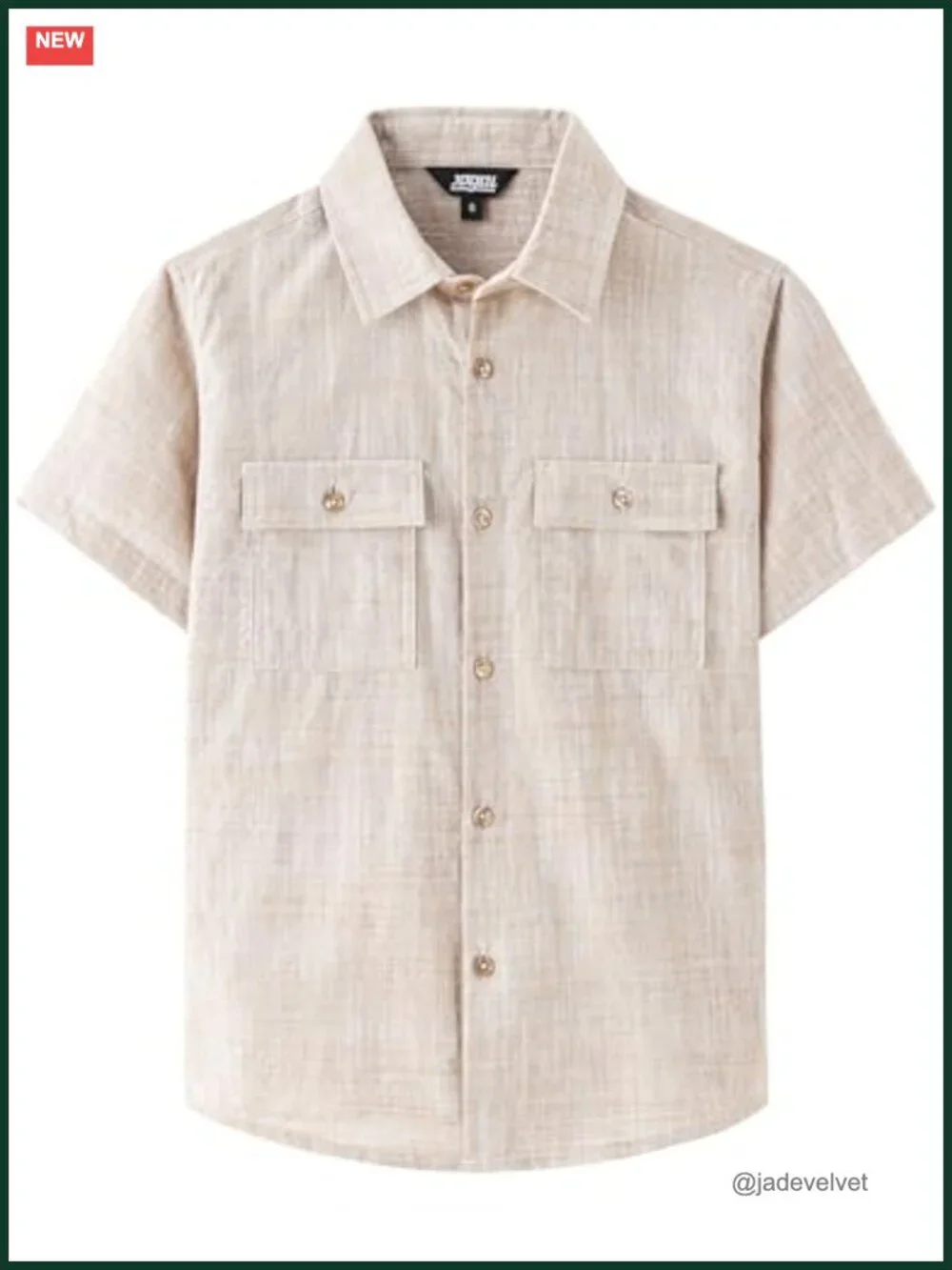 Boys Chambray Button Down Shirt Short Sleeve Cotton Flap Pocket
